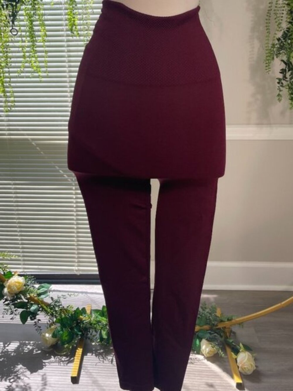 Zenana Outfitters | Full Length Cotton Solid Leggings in DK Burgundy
